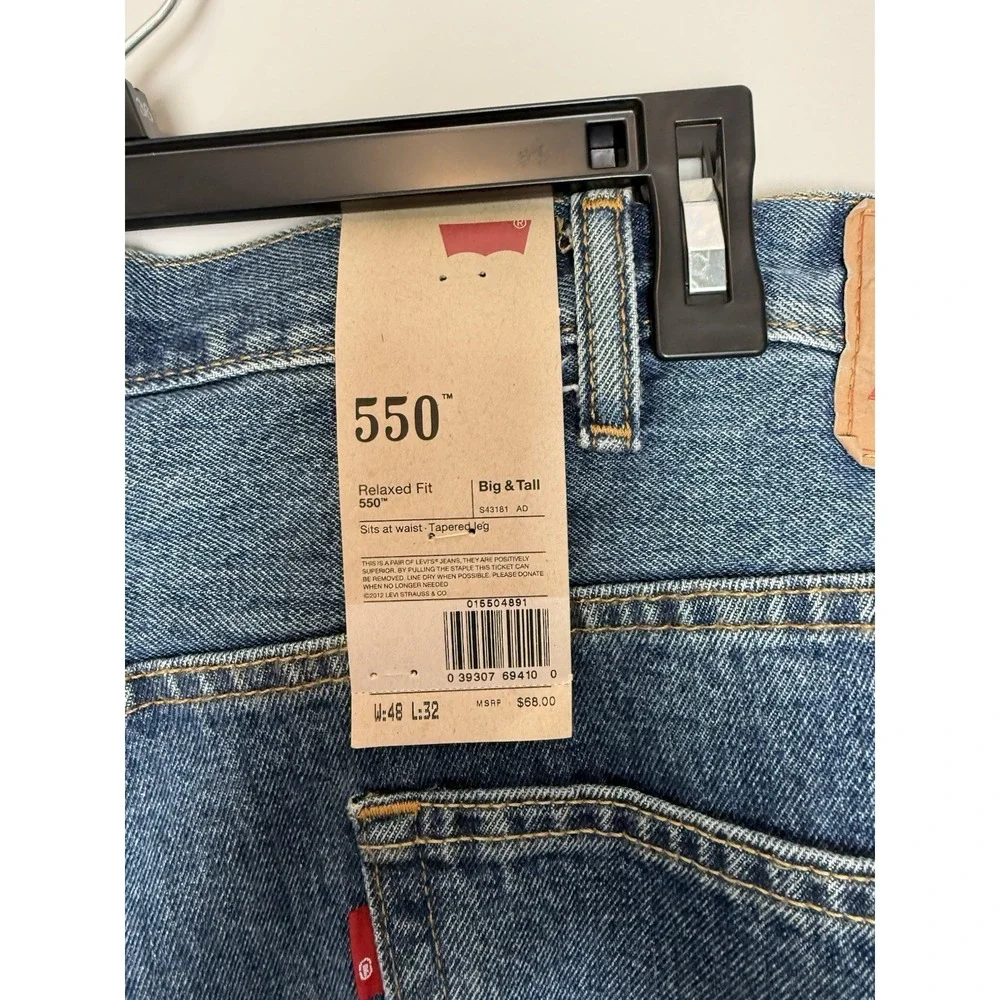 48 X 32 Levi's 550 Relaxed Fit Mens Big Tall Denim Jeans